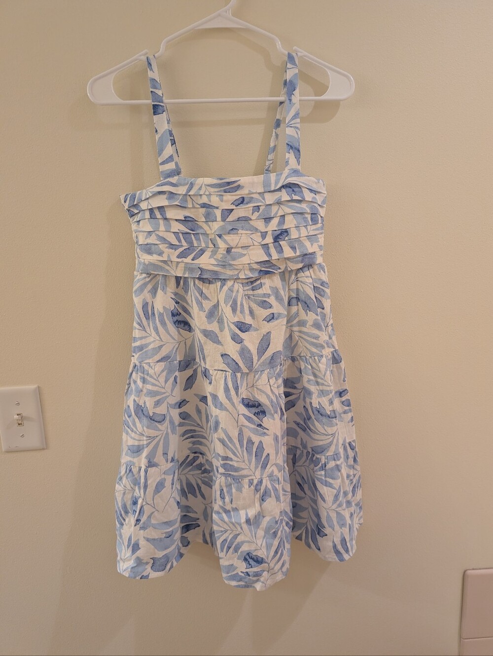 Blue Leaf Print Sundress